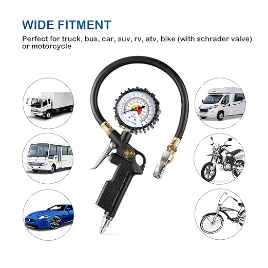 tire pressure gauge with inflator